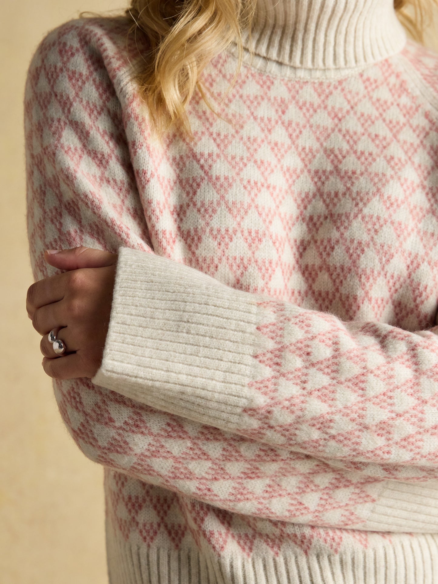 Joules Addison Patterned Jumper with Detachable Roll Neck