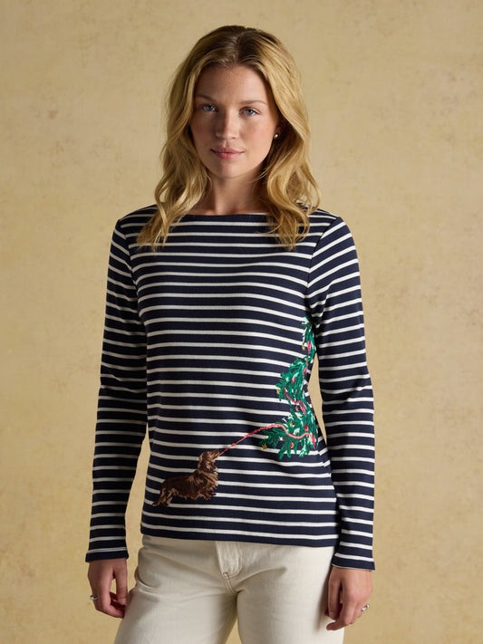 Joules Festive Harbour Boat Neck Top