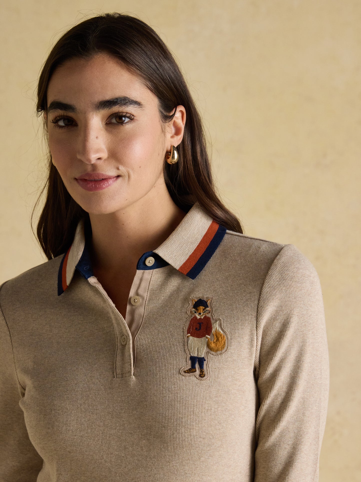 Joules Fairfield Long Sleeve Ribbed Polo Shirt