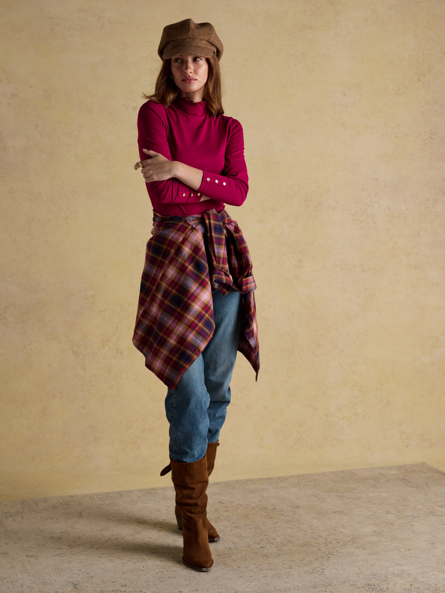 Joules Amy Long Sleeve High Neck Jersey Top