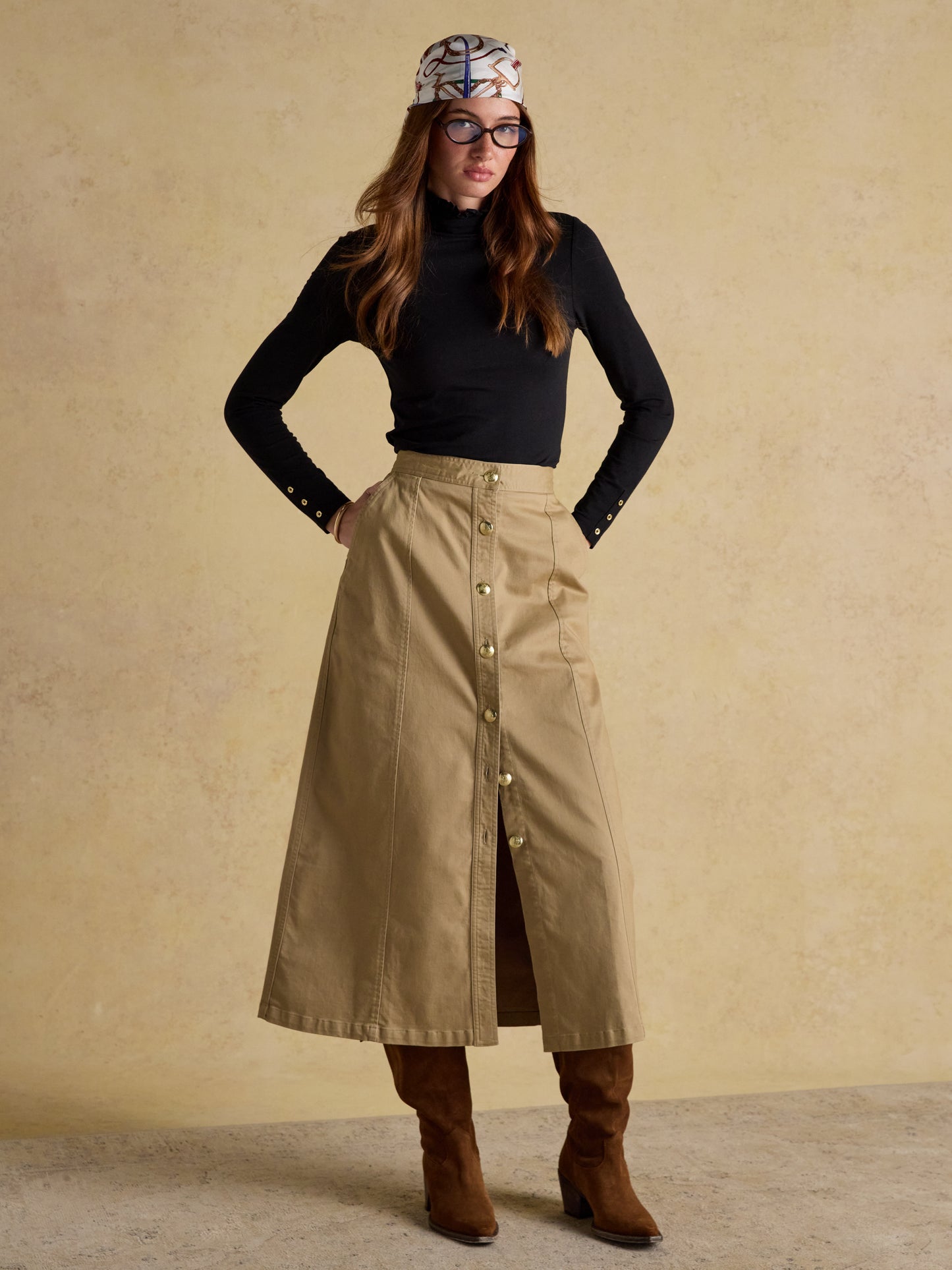 Joules Amy Long Sleeve High Neck Jersey Top