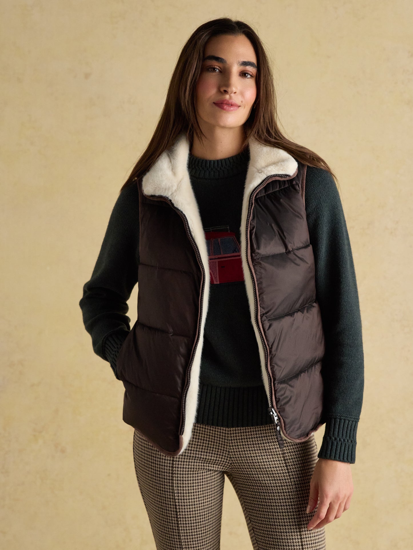 Joules Reversible Faux Fur Padded Gilet