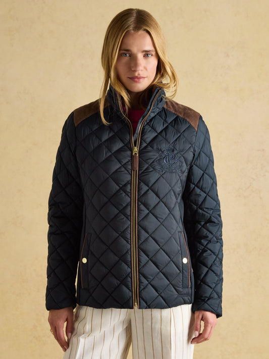Joules Braemar Luxe Showerproof Diamond Quilted Coat
