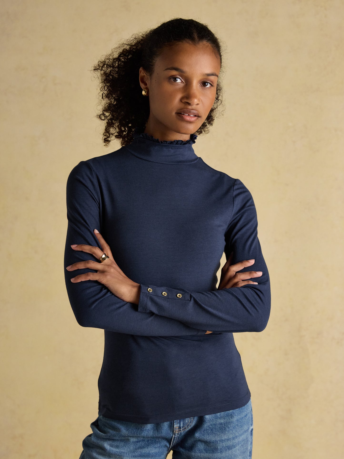 Joules Amy Long Sleeve High Neck Jersey Top
