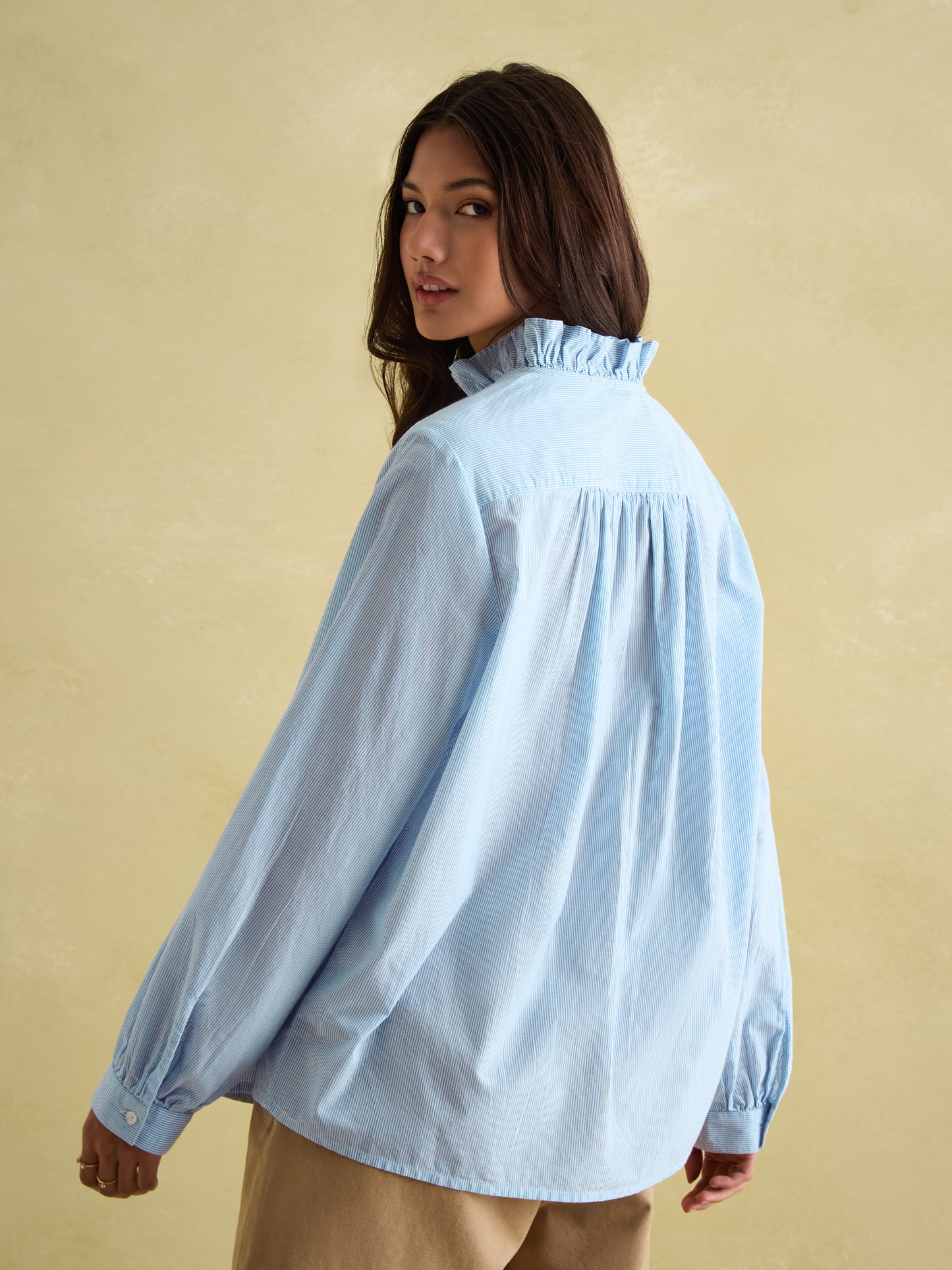 Joules Melanie Ruffle Neck Long Sleeve Blouse