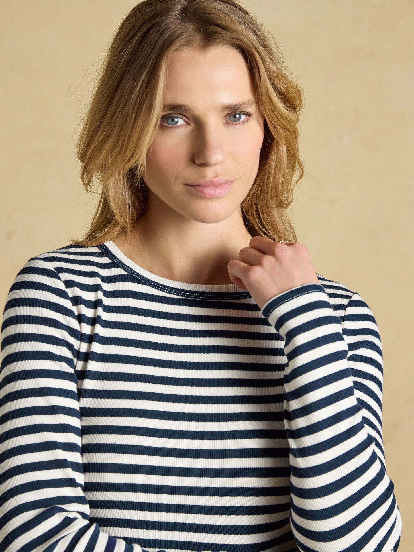 Joules Sophie Long Sleeve Ribbed Fitted Top