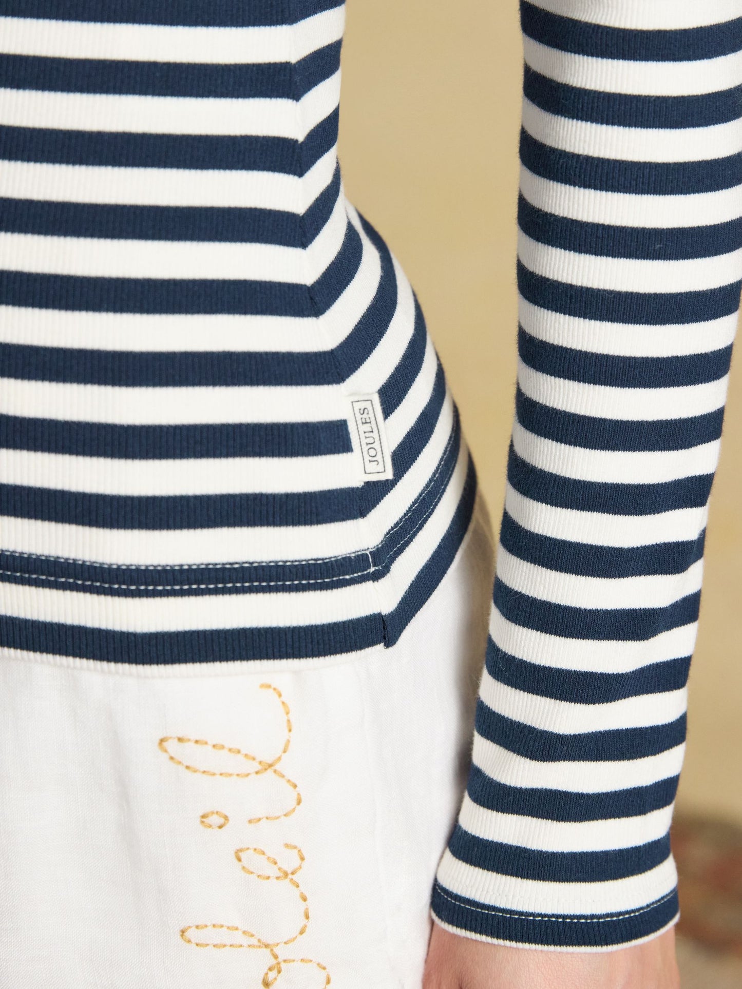 Joules Sophie Long Sleeve Ribbed Fitted Top