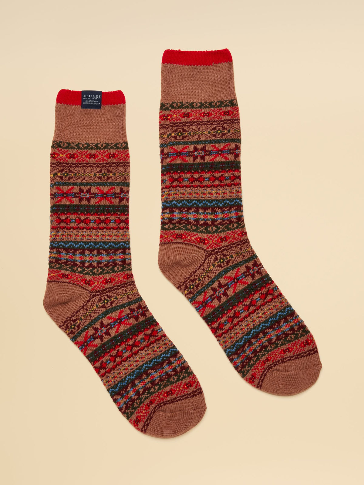 Joules Men's Alby Fair Isle Socks with traditional pattern.