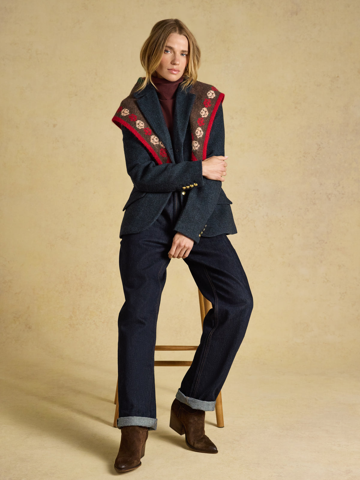 Joules Canterley Herringbone Tweed Blazer