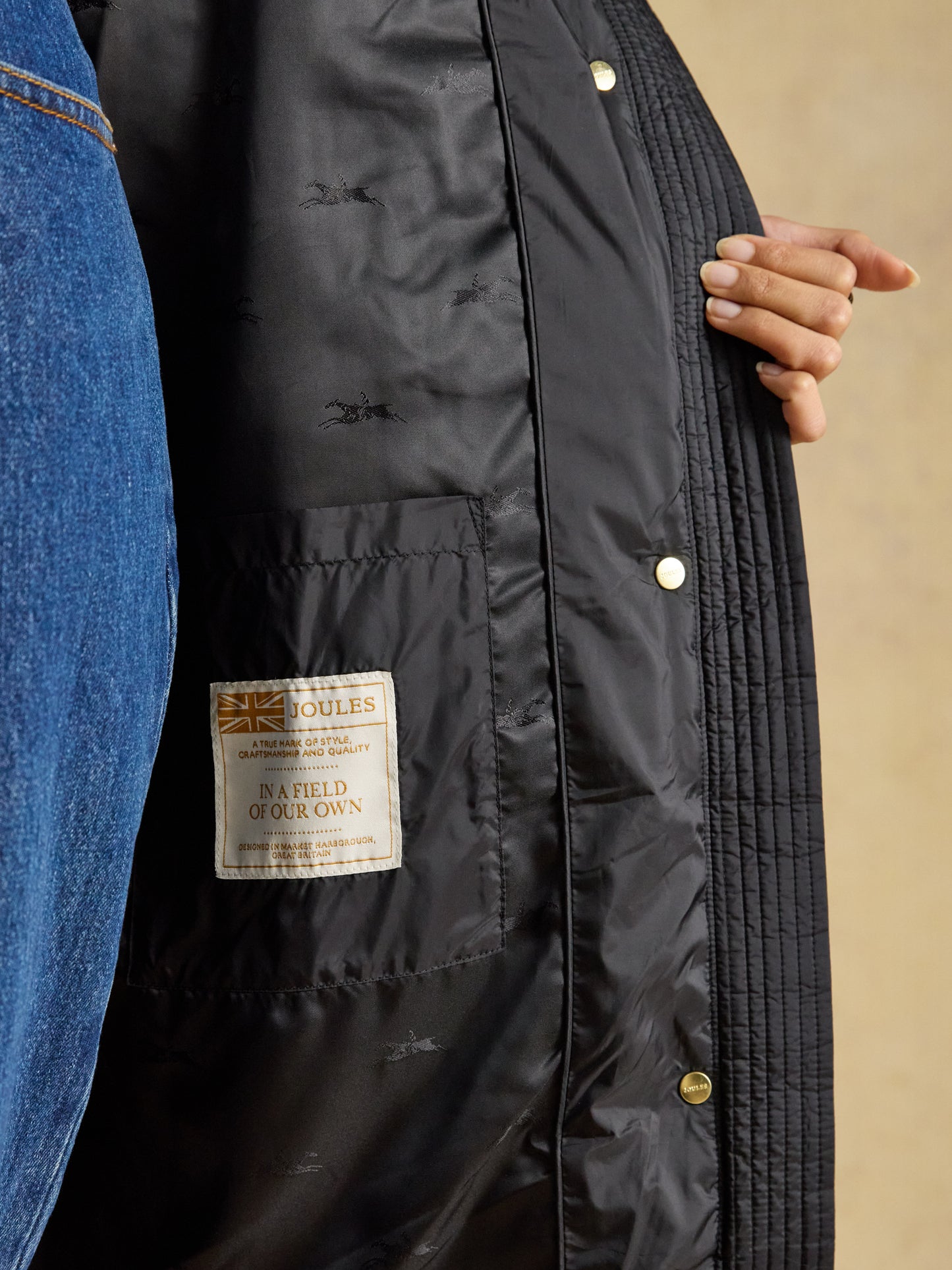 Joules Windborough Showerproof Longline Padded Coat with Hood
