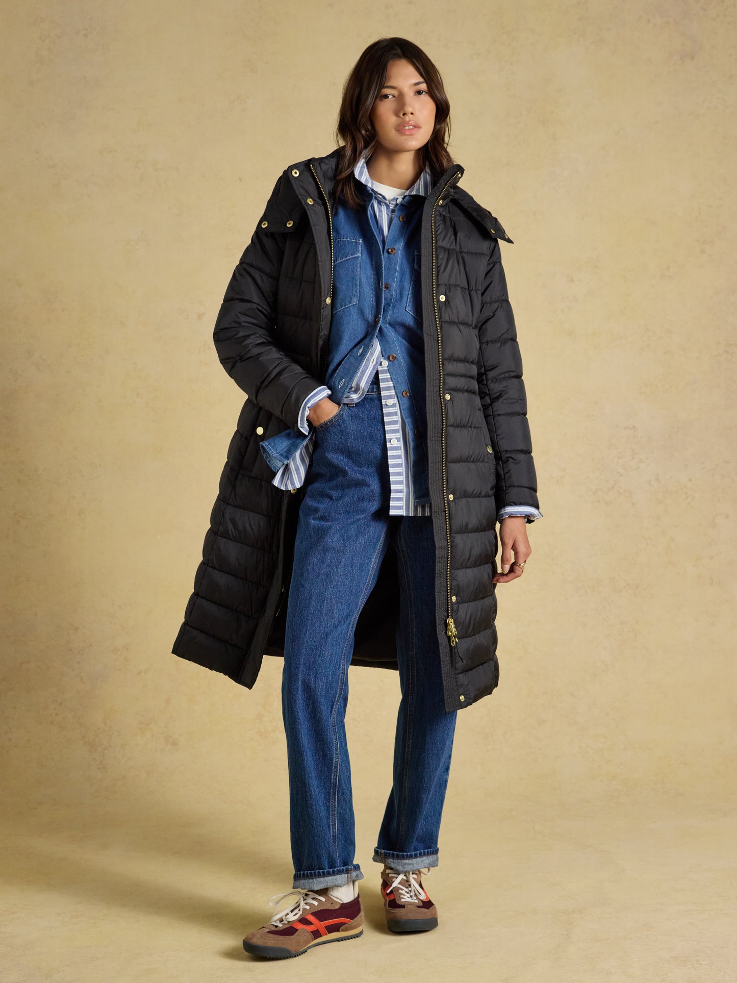 Joules Windborough Showerproof Longline Padded Coat with Hood
