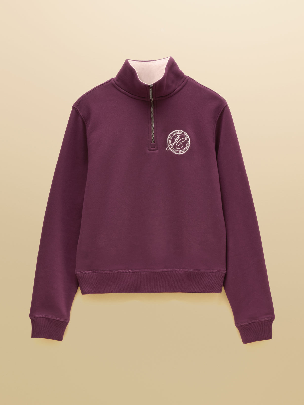 Joules Brushed Embroidered Quarter Zip Sweatshirt