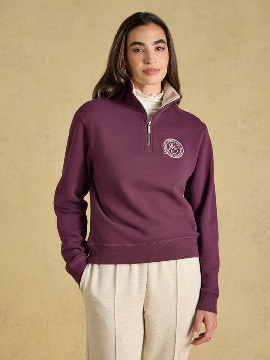Joules Brushed Embroidered Quarter Zip Sweatshirt