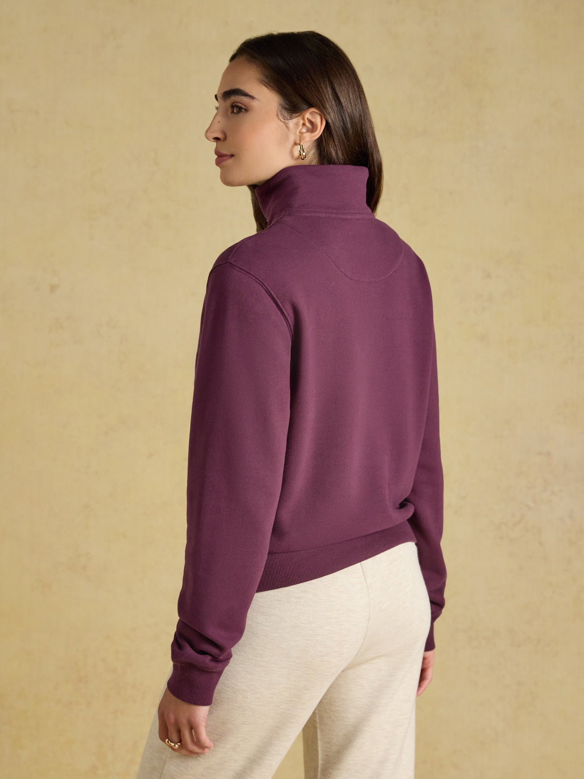 Joules Brushed Embroidered Quarter Zip Sweatshirt