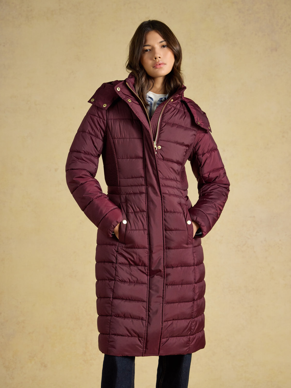 Joules Windborough Showerproof Longline Padded Coat with Hood