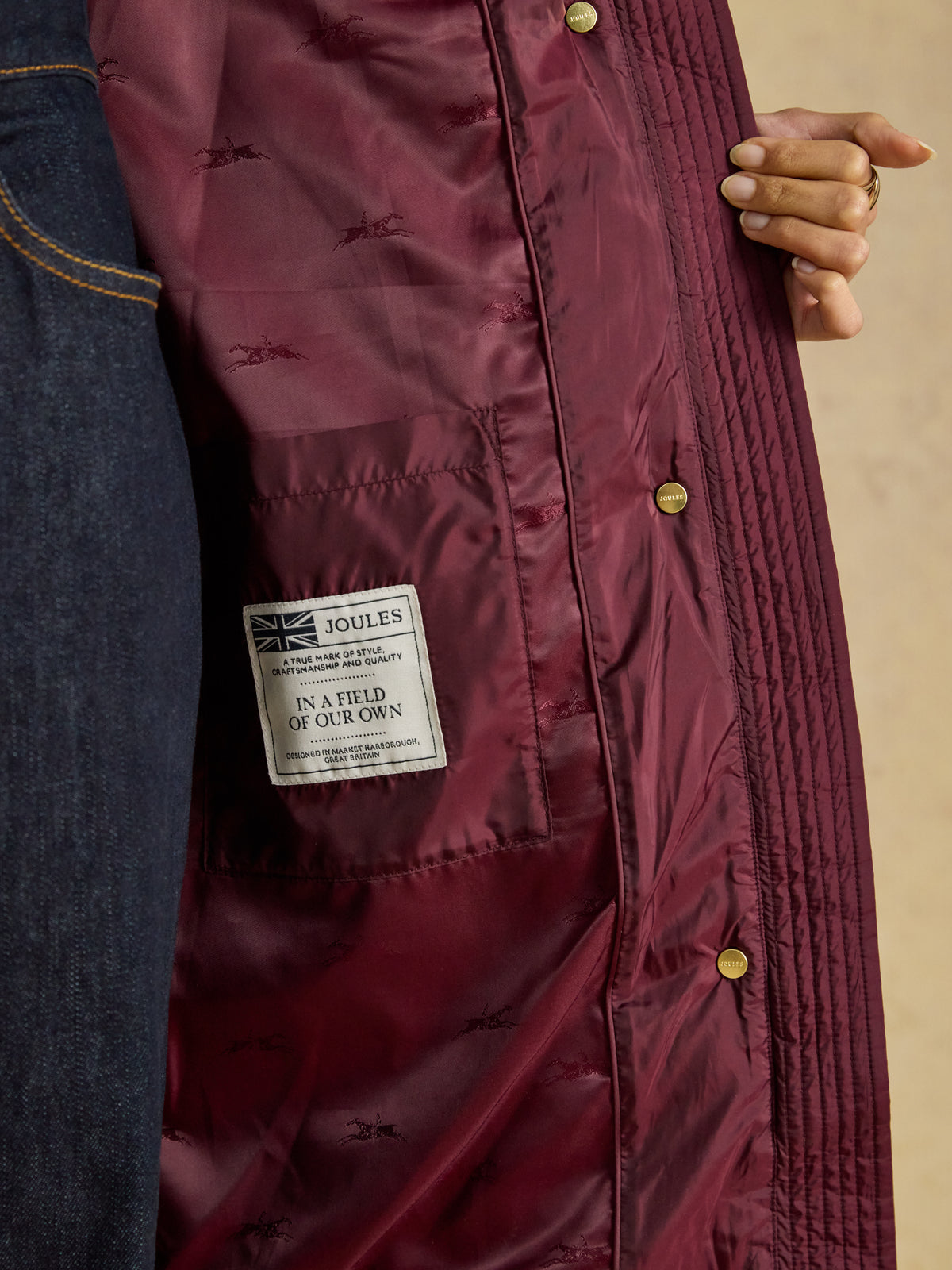 Joules Windborough Showerproof Longline Padded Coat with Hood