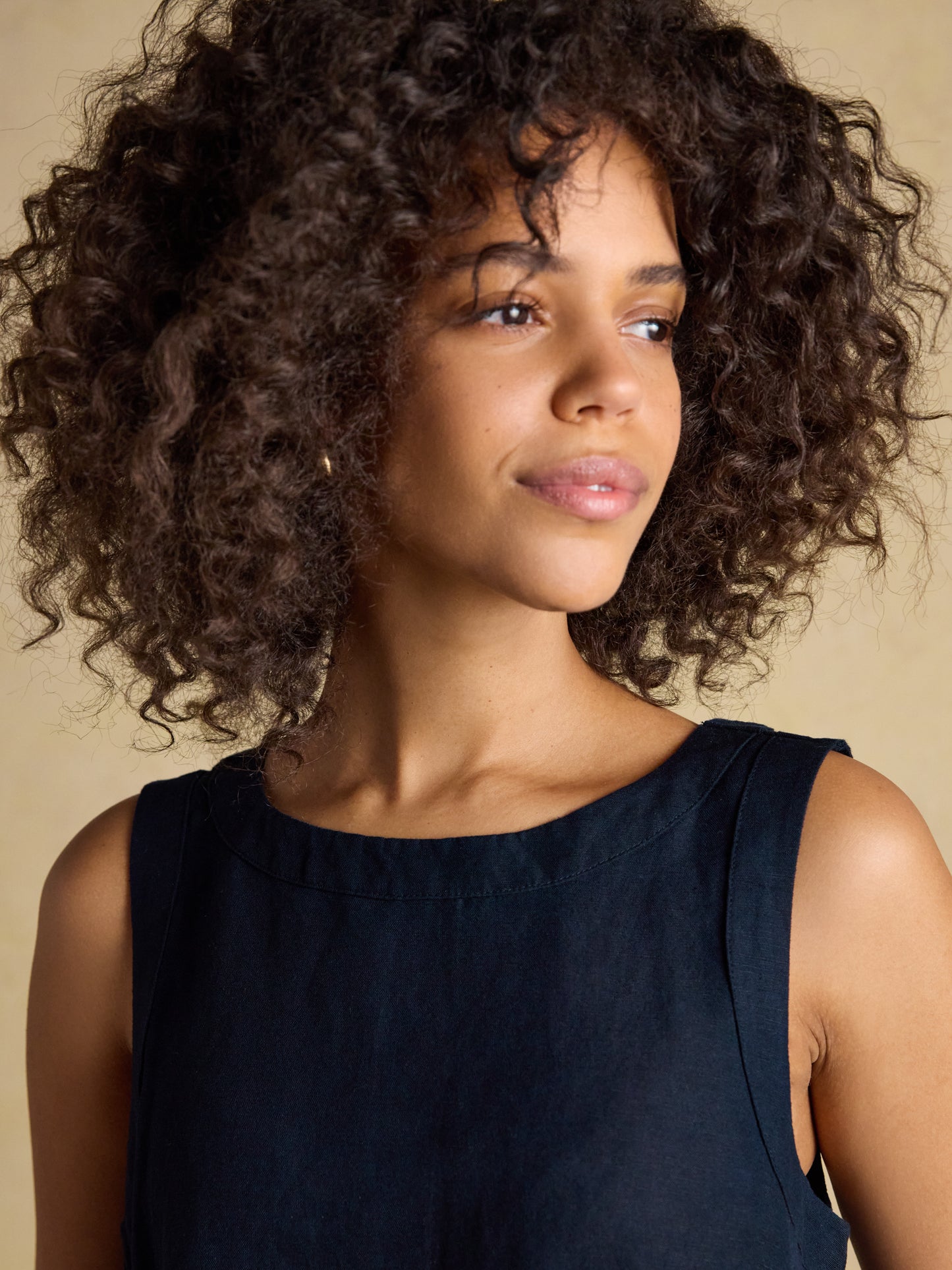 Joules Cove Round Neck Sleeveless Top with Linen