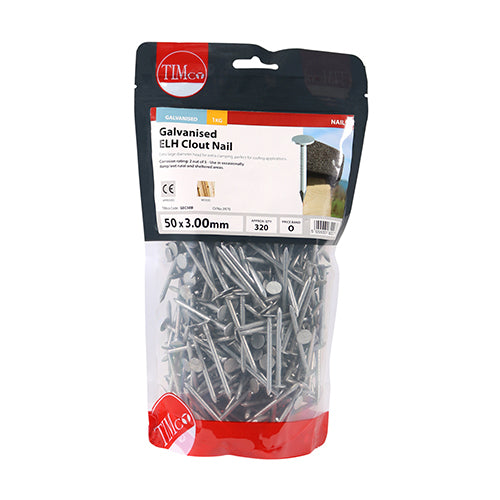 TIMco Galvanised Extra Large Head Clout Nails 50mm