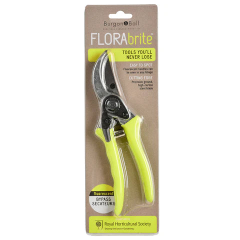 Burgon & Ball Flora Brite Bypass Secateurs Neon Yellow
