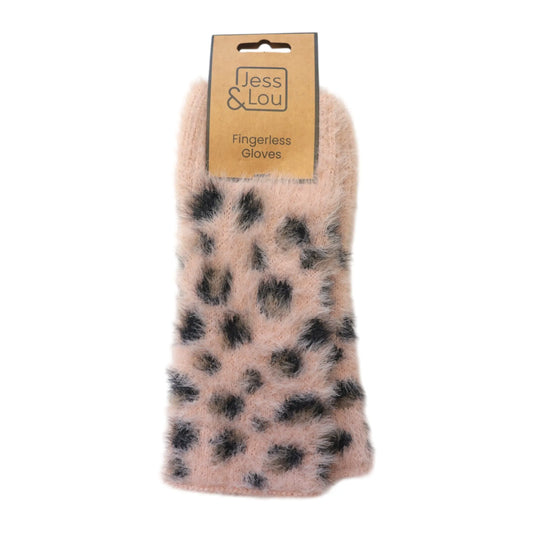 Jess & Lou Fluffy Knit Fingerless Gloves