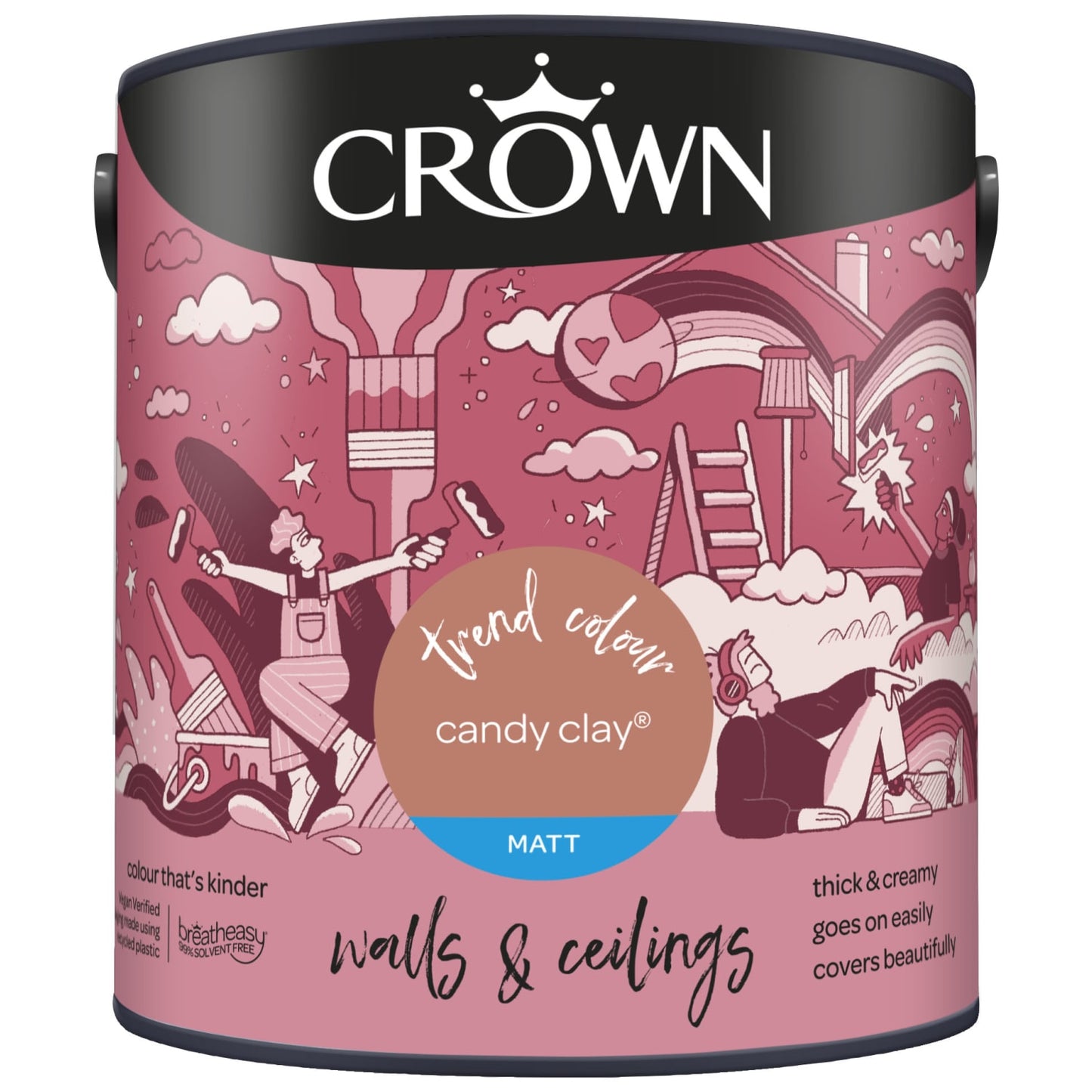 Crown Paints Walls & Ceilings Matt Emulsion Paint - Pinks