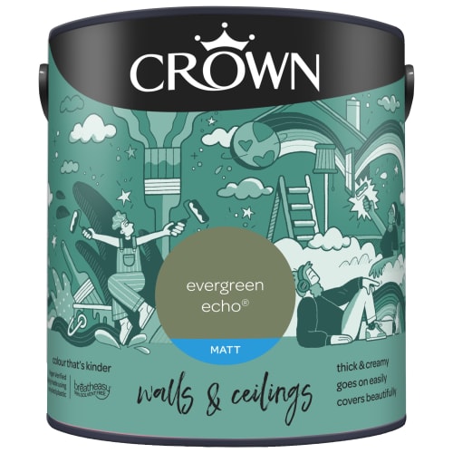 Crown Paints Walls & Ceilings Matt Emulsion Paint - Greens