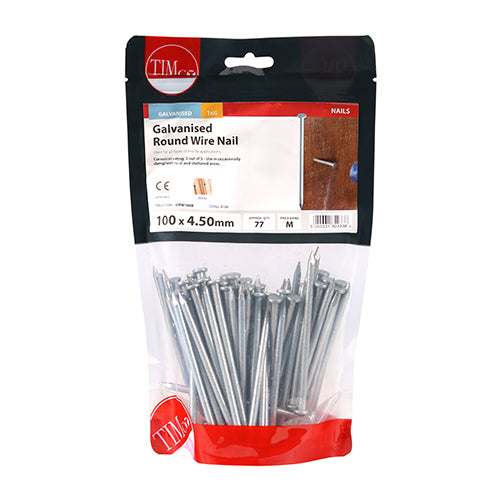 TIMco Galvanised Round Wire Nail 100mm