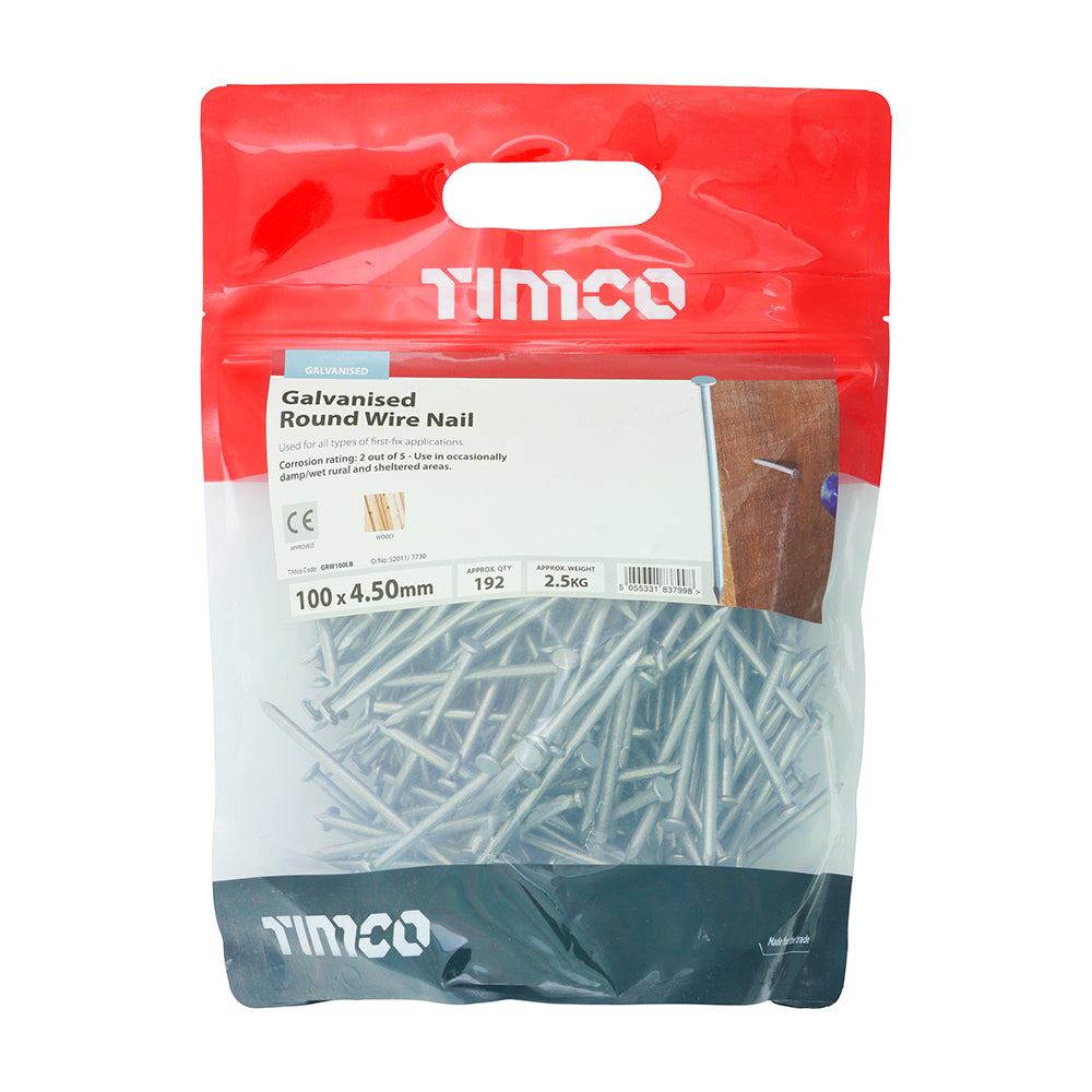 TIMco Galvanised Round Wire Nail 100mm