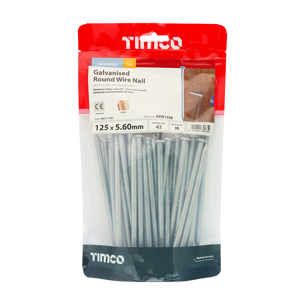 TIMco Galvanised Round Wire Nail 125mm