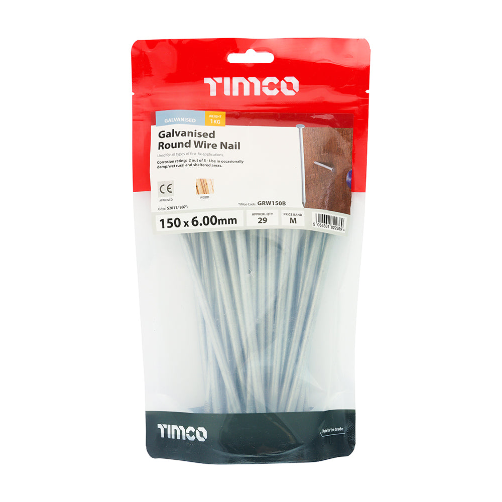 TIMco Galvanised Round Wire Nail 150mm