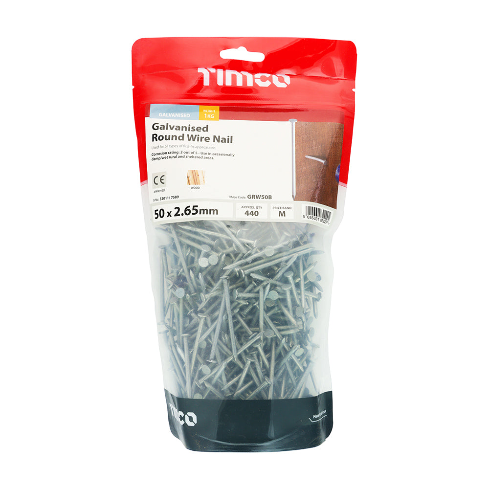 TIMco Galvanised Round Wire Nail 50mm
