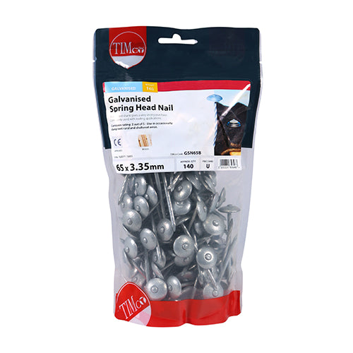 TIMco Galvanised Spring Head Nail 65mm