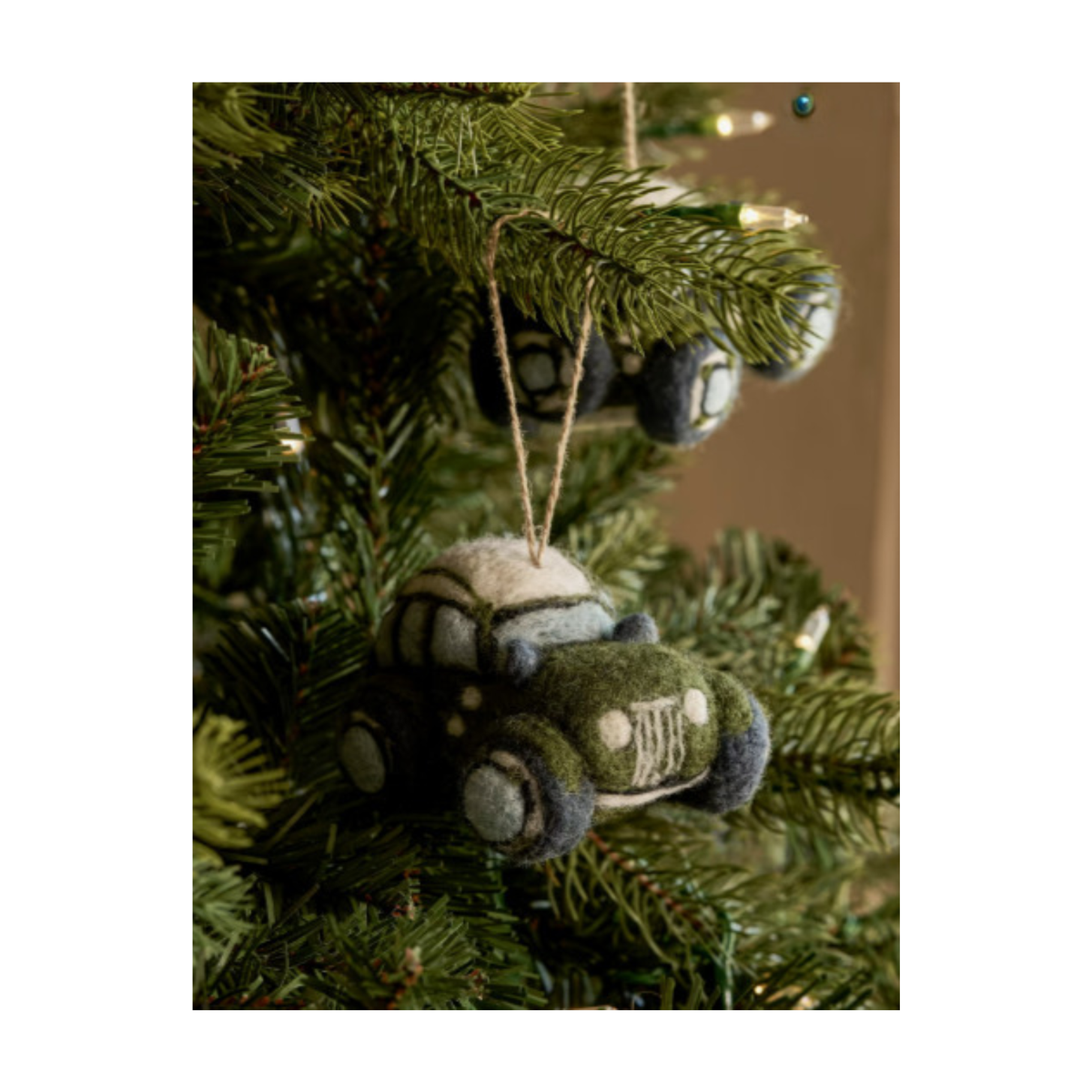 Garden Trading Southwold felt moss green Christmas car tree decorations set of 3 with hanging loops