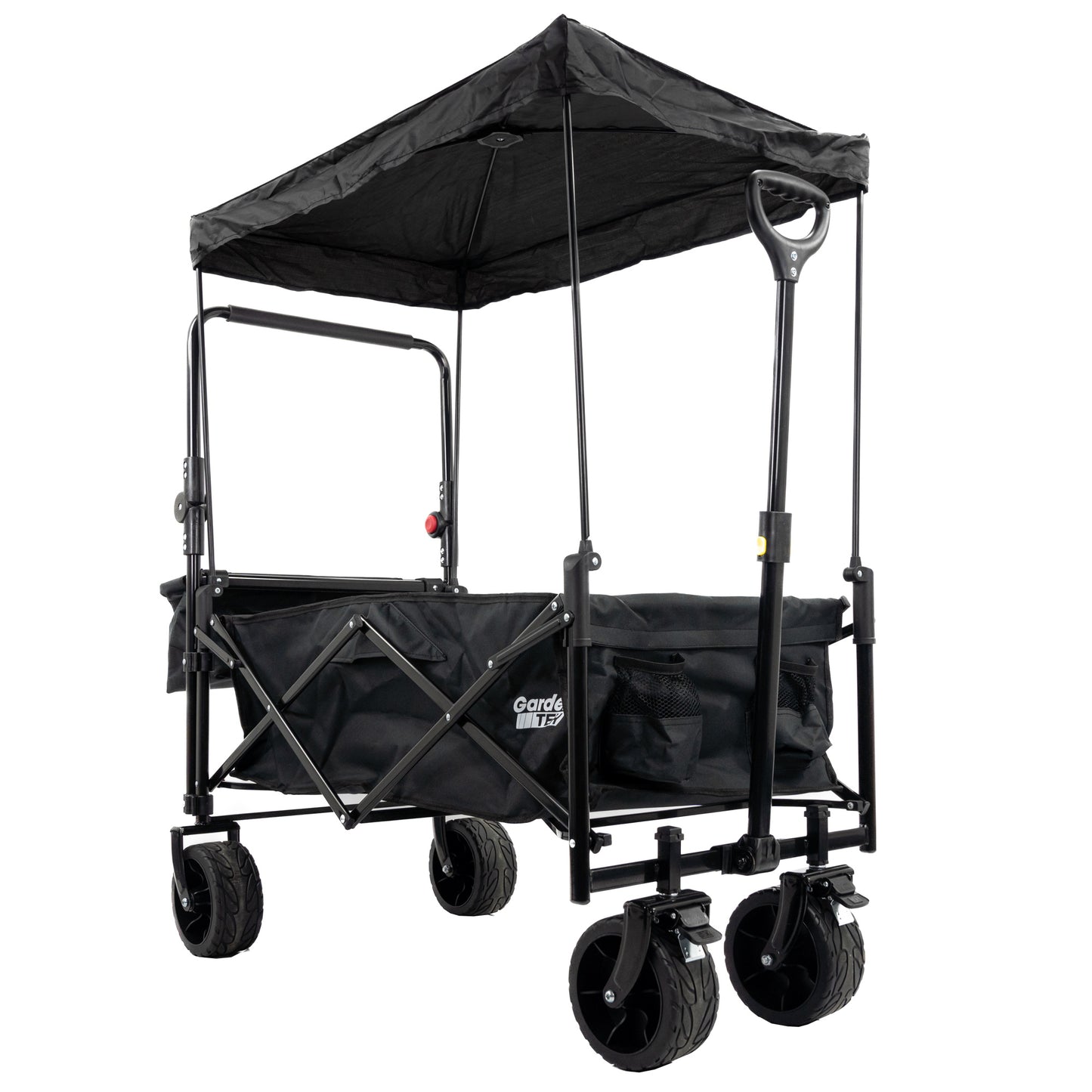 GardenTek Festival Trolley On Wheels Canopy And Side Box 90kg Load 120L Capacity GTW330