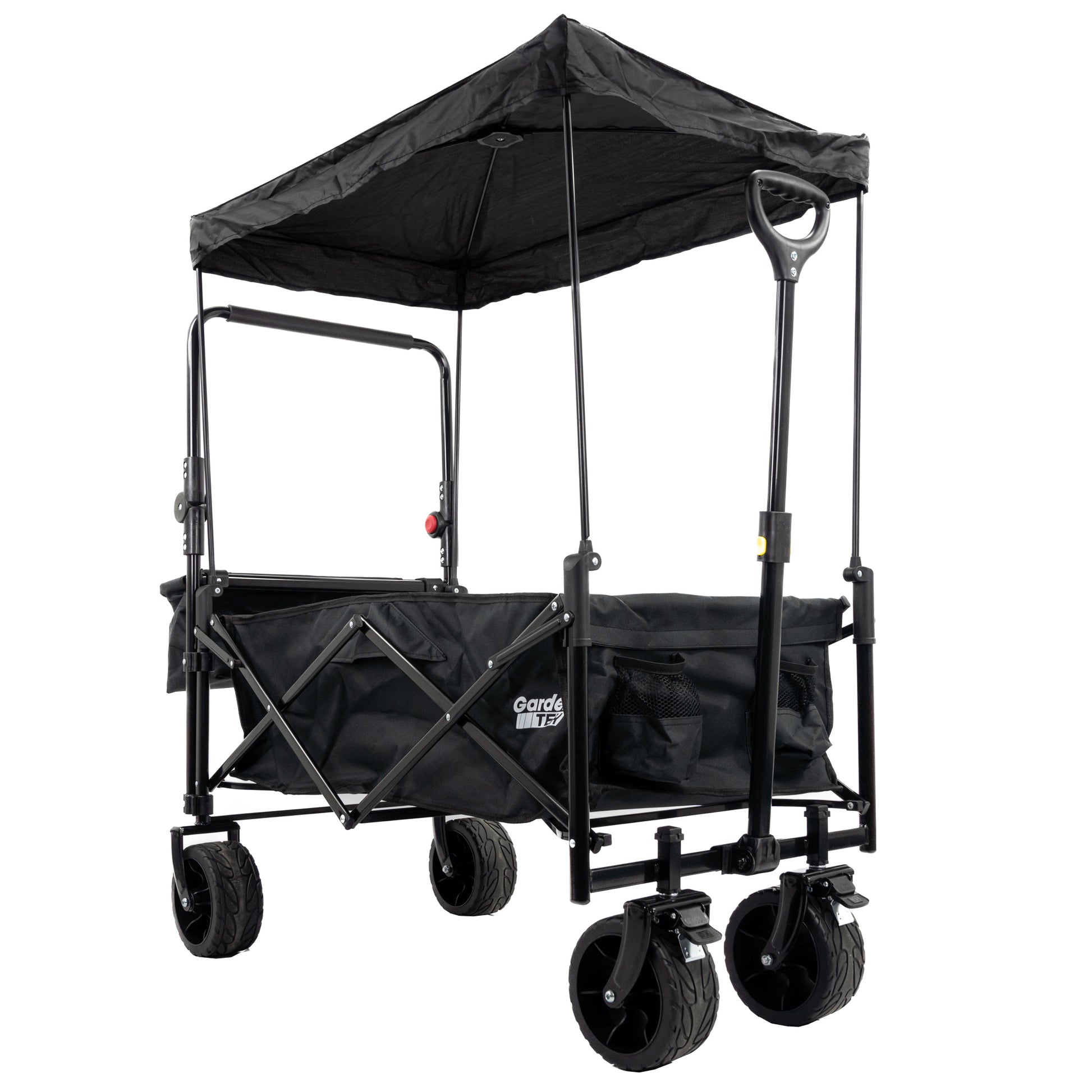 GardenTek Festival Trolley On Wheels Canopy And Side Box 90kg Load 120L Capacity GTW330