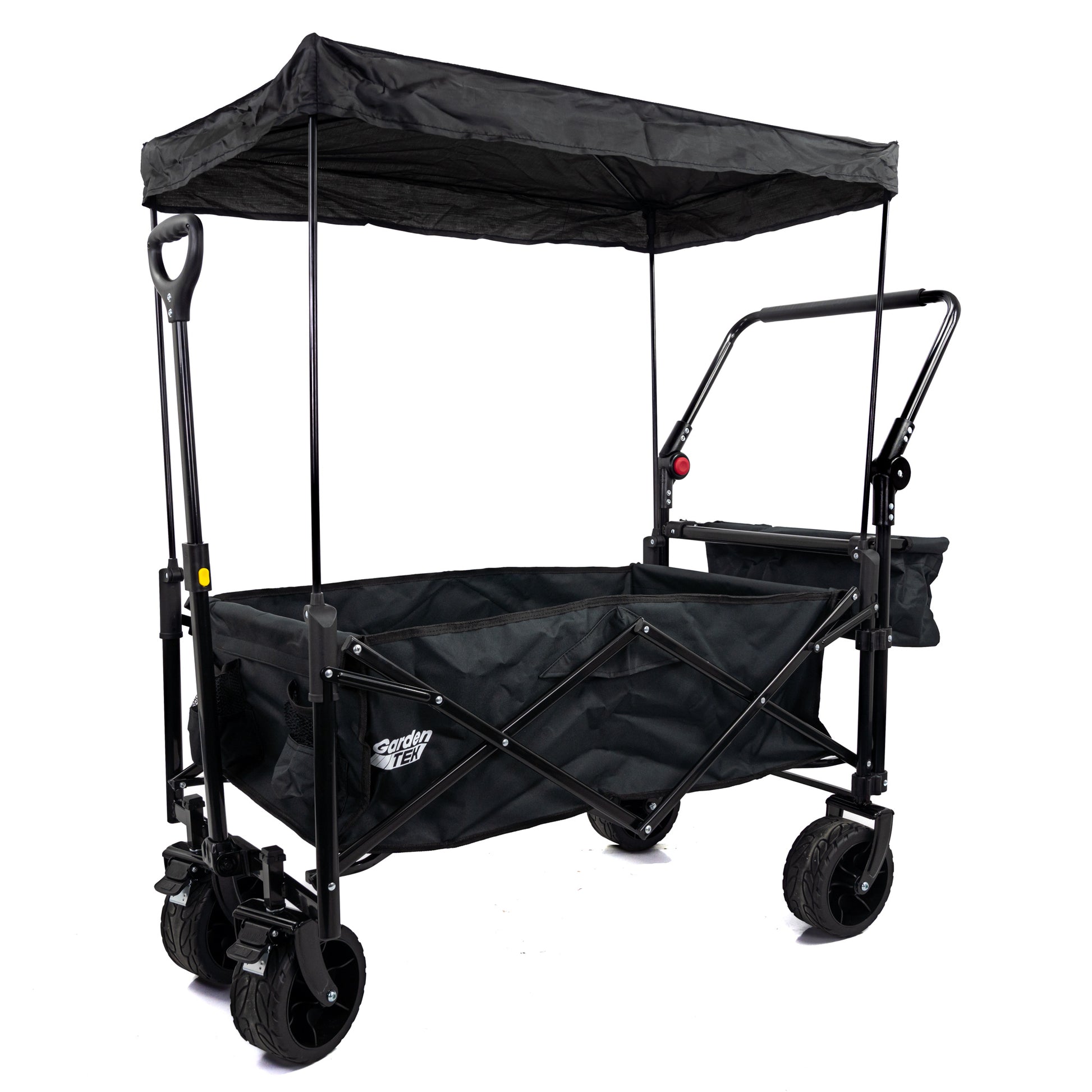 GardenTek Festival Trolley On Wheels Canopy And Side Box 90kg Load 120L Capacity GTW330
