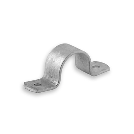 1/2 inch 21.3mm outer diameter heavy duty zinc plated steel saddle clamp pipe bracket with twin fixing holes