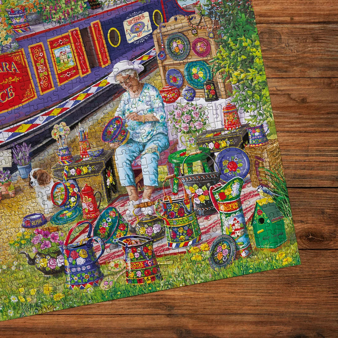 Gibsons Canal Boat Blooms 1000 Piece Jigsaw Puzzle