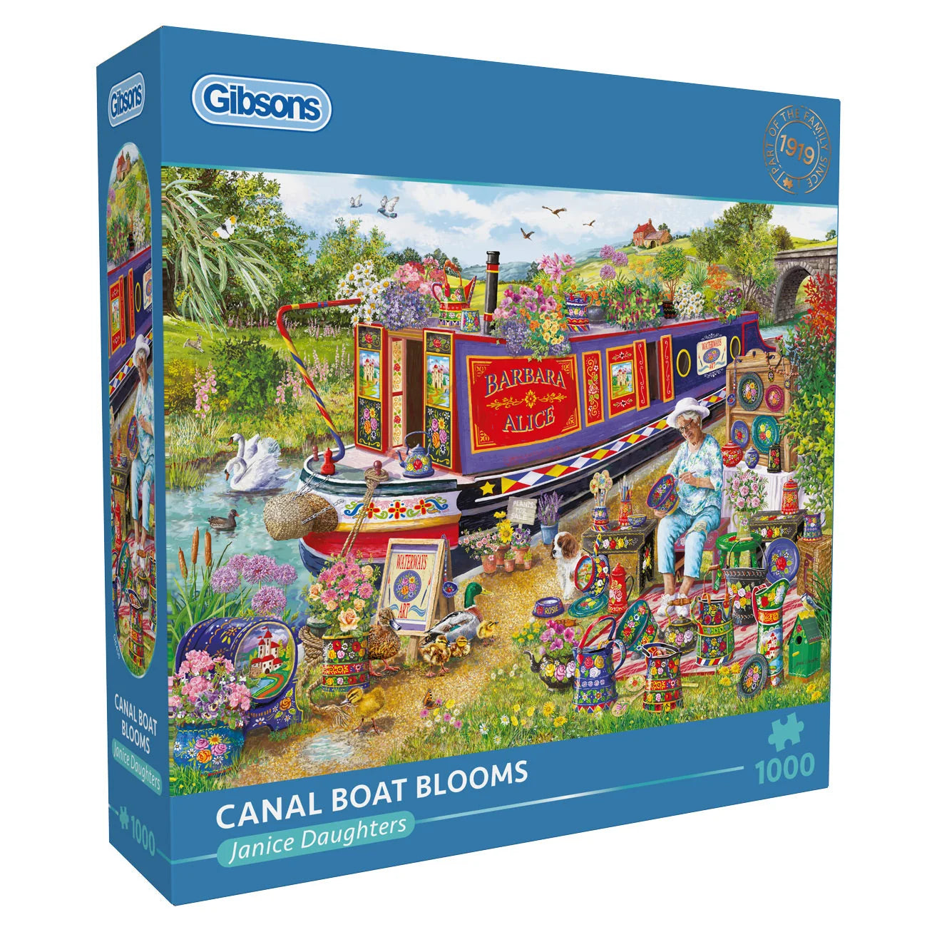 Gibsons Canal Boat Blooms 1000 Piece Jigsaw Puzzle