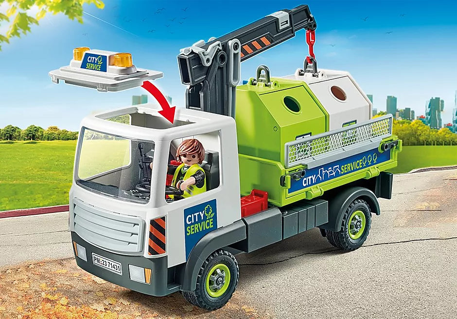 Playmobil City Action Glass Recycling Truck with Container