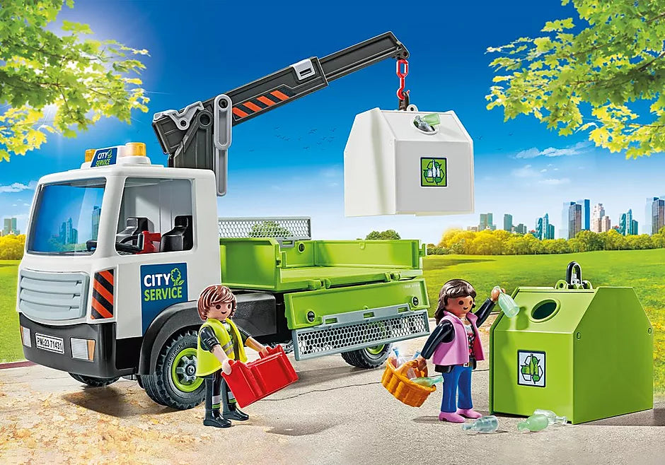 Playmobil City Action Glass Recycling Truck with Container