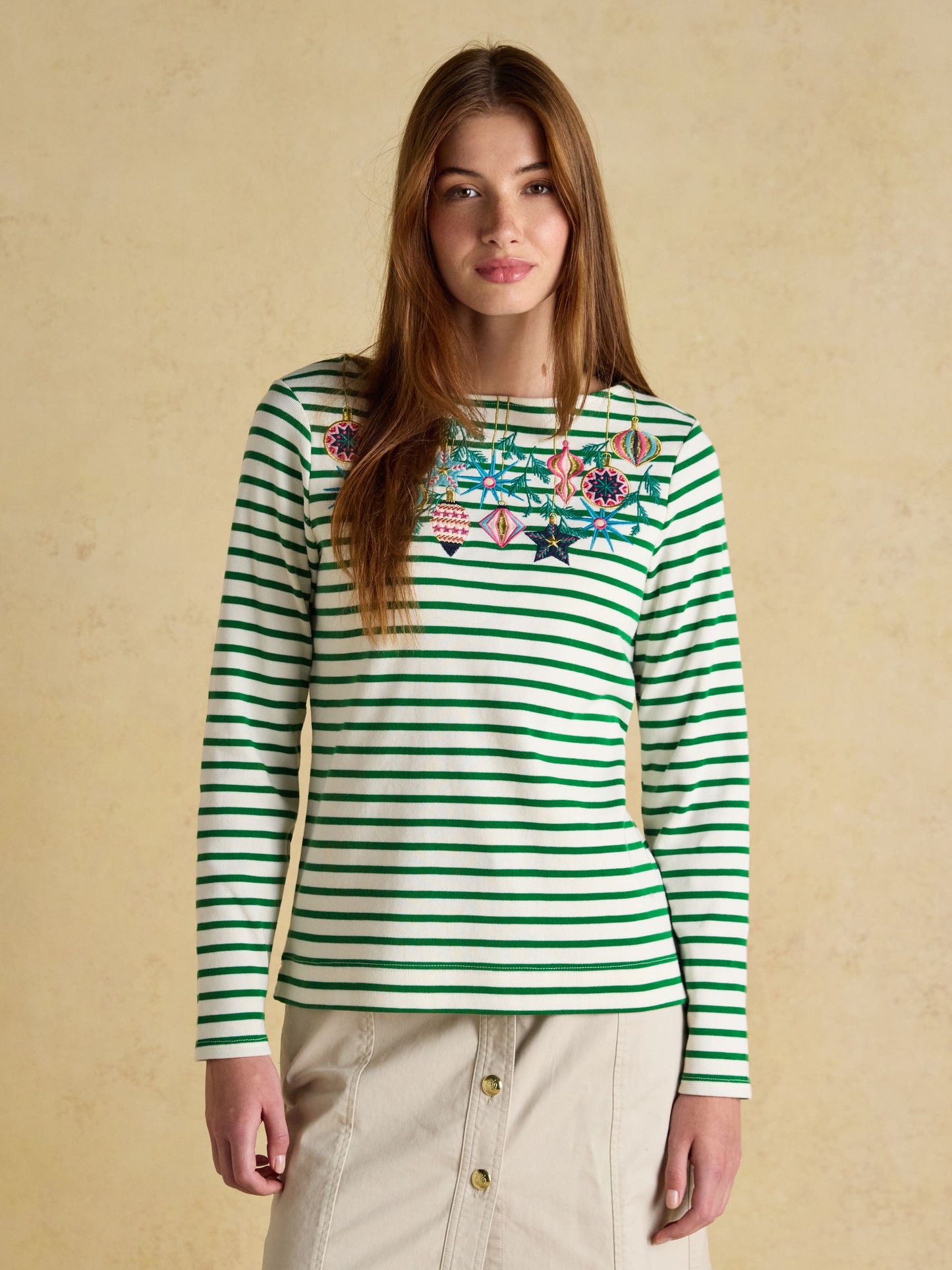 Joules Festive Harbour Boat Neck Top