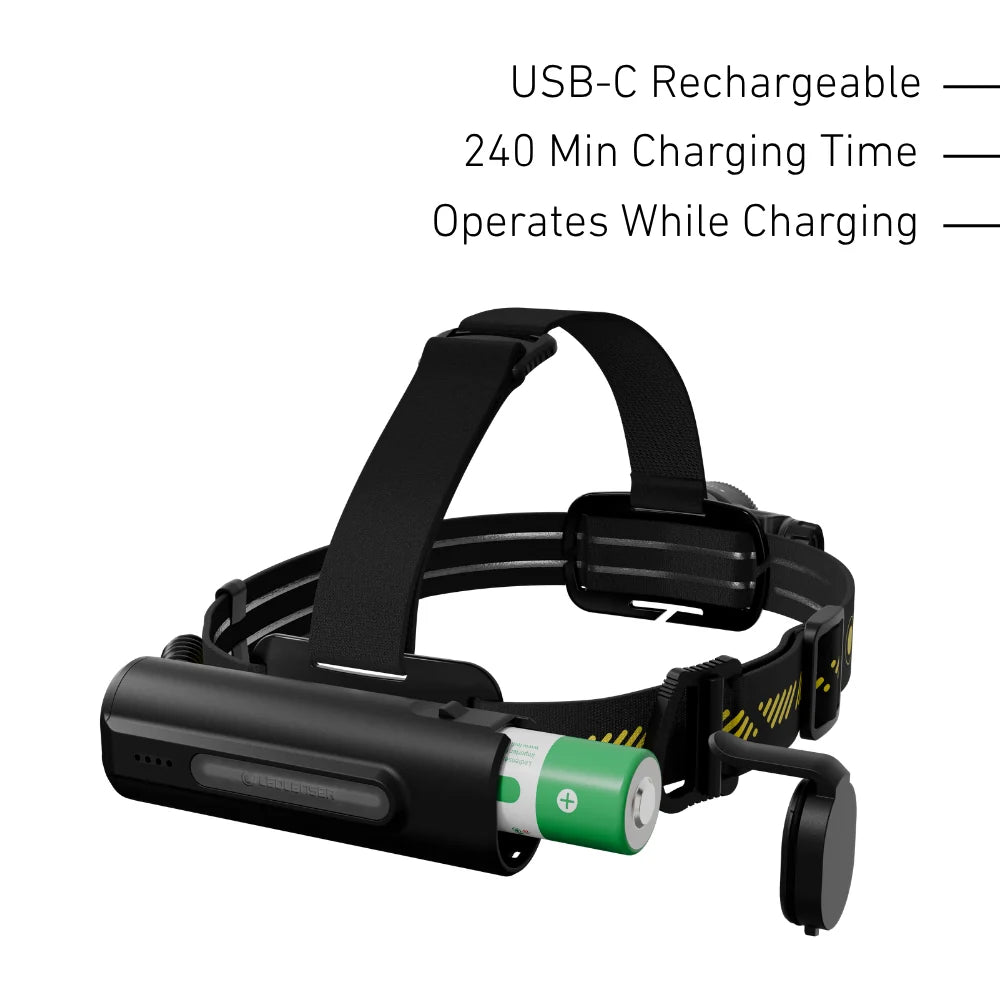 Ledlenser H9R Core rechargeable head torch with adjustable headband and tiltable lamp head
