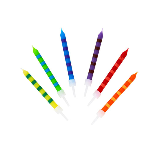 Talking Tables Birthday Striped Multi-Coloured Candles 24-Pack