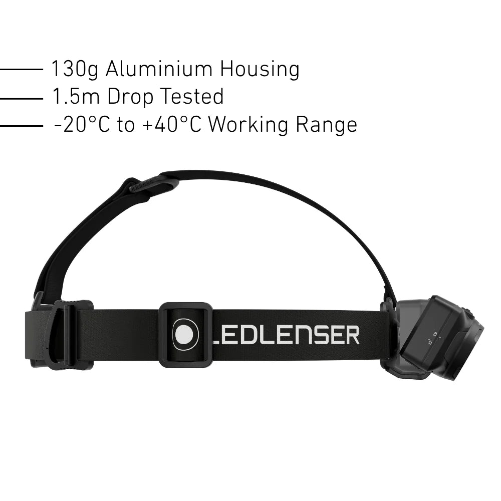 Ledlenser HF6R Core rechargeable head torch with adjustable headband and aluminium lamp head