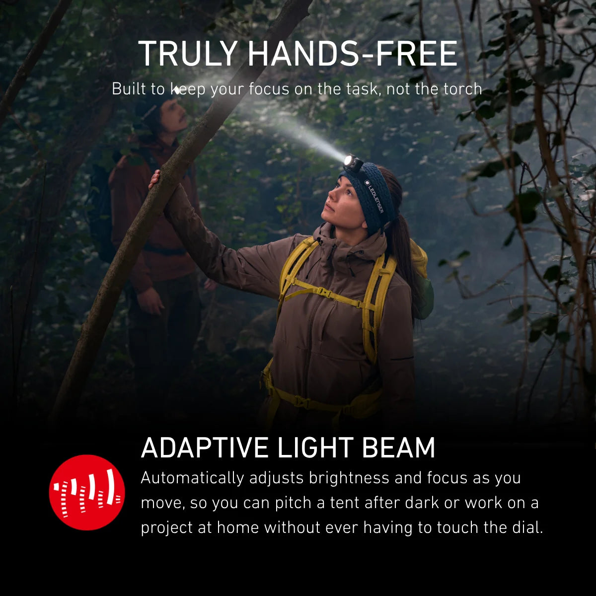 Ledlenser HF6R Core rechargeable head torch with adjustable headband and aluminium lamp head