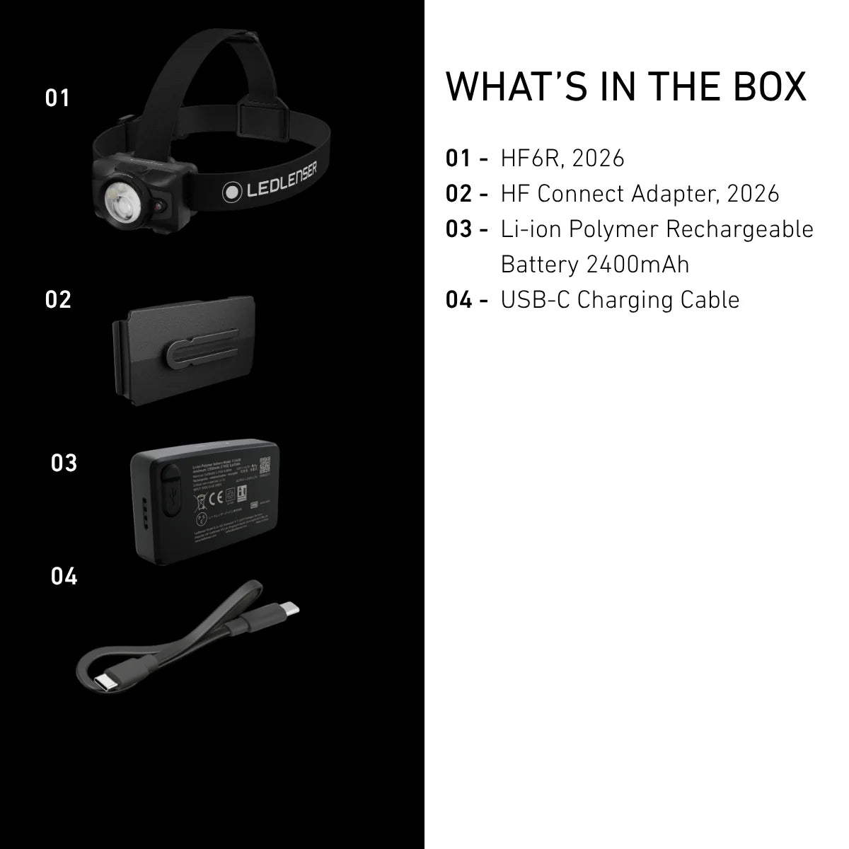 Ledlenser HF6R Core rechargeable head torch with adjustable headband and aluminium lamp head