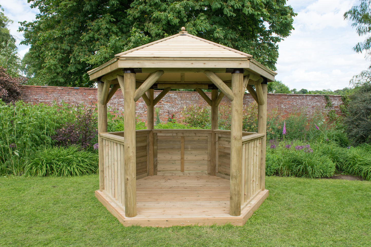 Forest Garden Hexagonal Wooden Garden Gazebo With Timber Roof