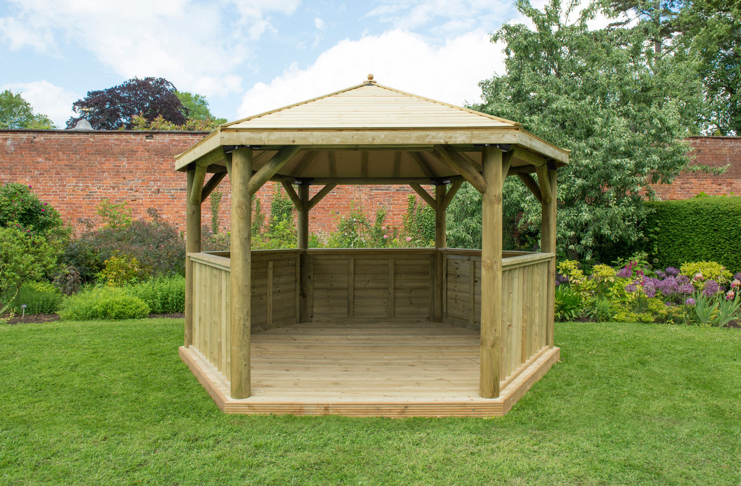 Forest Garden Hexagonal Wooden Garden Gazebo With Timber Roof