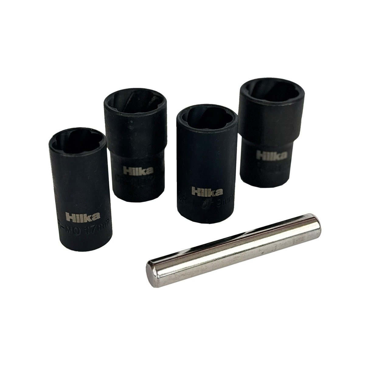 Hilka 5 piece 1/2 inch drive nut and bolt remover twist socket set in blow moulded storage case